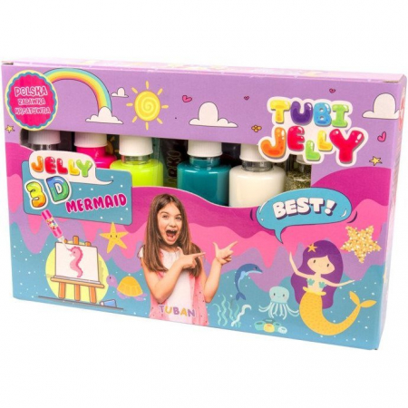 Pasta, lut si nisip modelabil - Set Tubi Jelly cu 6 culori - Sirene Tuban TU3322