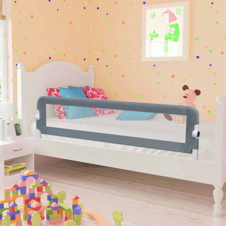 vidaXL Balustradă de protecție pat copii, gri, 120 x 42 cm, poliester [0]