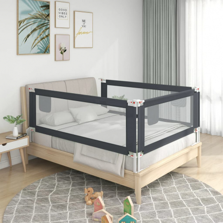 vidaXL Balustradă de protecție pat copii, gri închis, 120x25 cm textil [0]