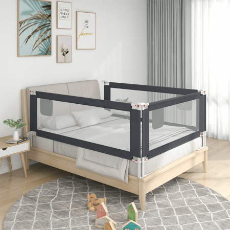 vidaXL Balustradă de protecție pat copii, gri închis, 190x25 cm textil [0]