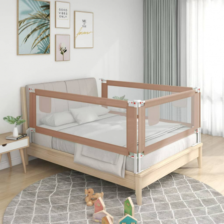 vidaXL Balustradă de protecție pat copii, gri taupe, 120x25 cm, textil [0]