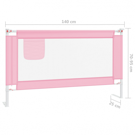 vidaXL Balustradă de protecție pat copii, roz, 140x25 cm, textil [7]