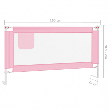 vidaXL Balustradă de protecție pat copii, roz, 160x25 cm, textil [7]