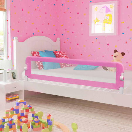 vidaXL Balustradă de protecție pat copii, roz, 180x42 cm, poliester  [0]