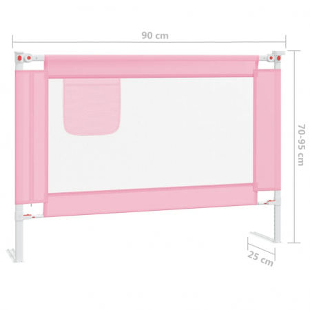 vidaXL Balustradă de protecție pat copii, roz, 90x25 cm, textil [7]