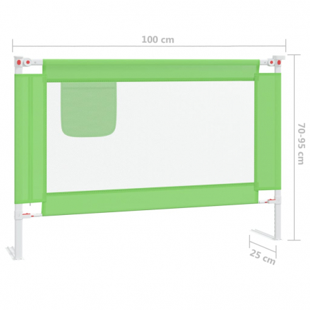 vidaXL Balustradă de protecție pat copii, verde, 100x25 cm, textil [7]