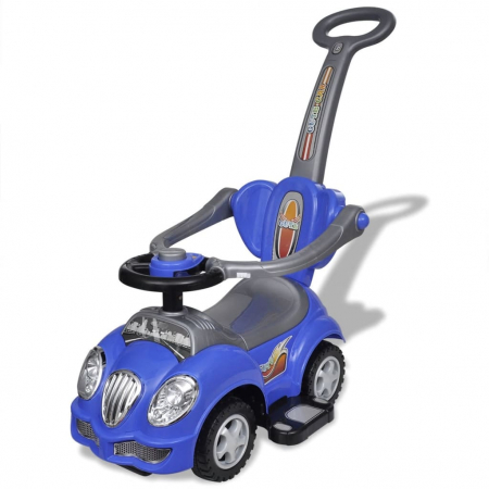 vidaXL mașină pentru copii cu bară de împingere, albastru  [0]