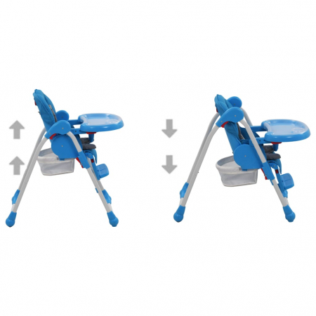 vidaXL Scaun de masă înalt pentru copii, albastru și gri  [3]