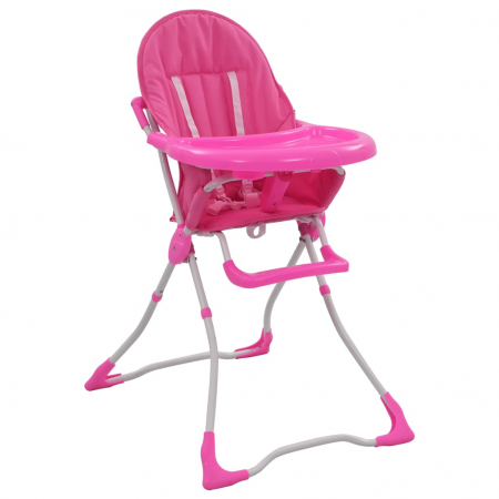 vidaXL Scaun de masă înalt pentru copii, roz și alb  [0]