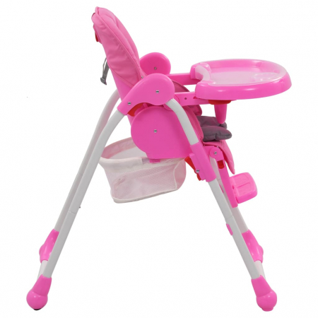 vidaXL Scaun de masă înalt pentru copii, roz și gri [5]