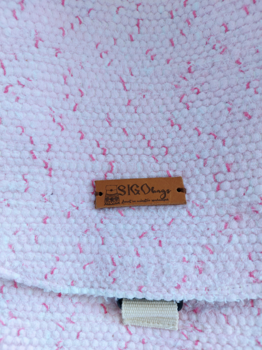Rucsac de umar handmade tesut manual la razboiul de tesut, roz [3]