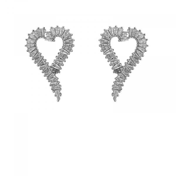 Cercei Argint in forma de inima cu zirconii albe [1]