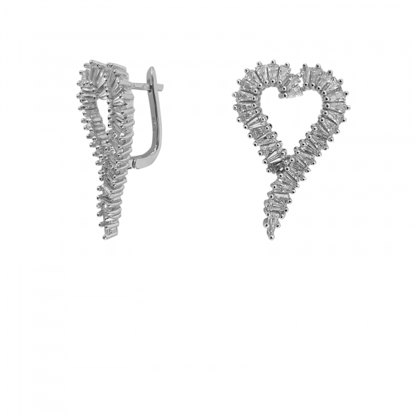 Cercei Argint in forma de inima cu zirconii albe [2]