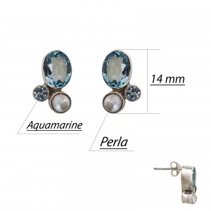 Cercei Argint cu Aquamarin si perla [2]