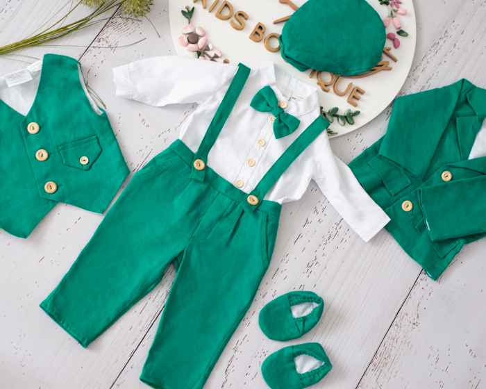 Costum botez Alfred 7 piese verde [2]