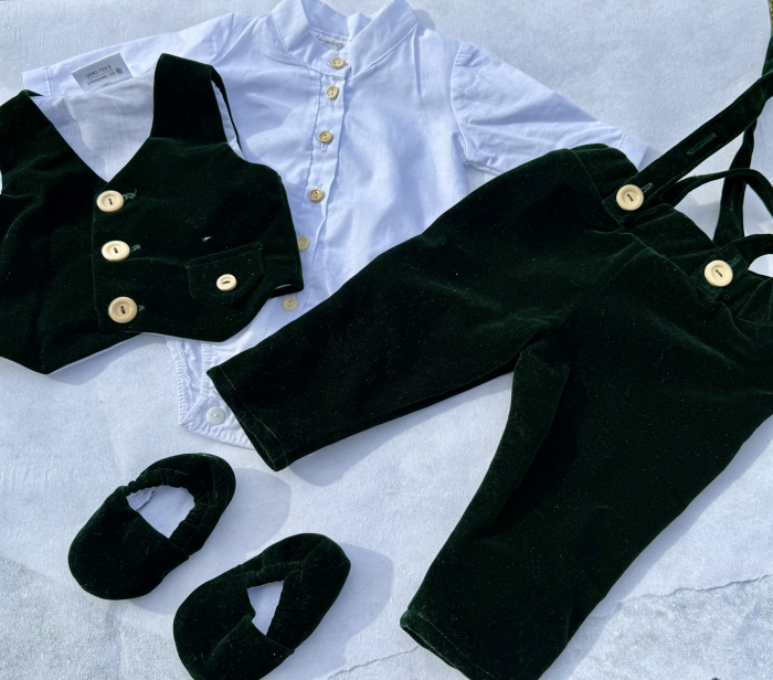 Costum botez din catifea Green [1]