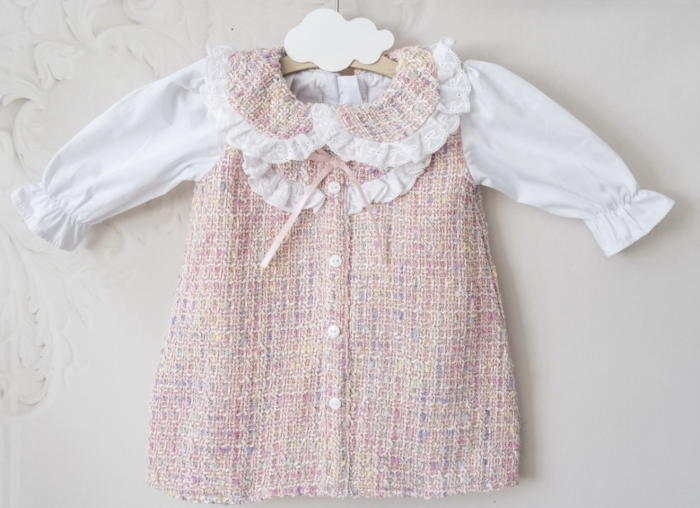 Rochie fetite botez stofa roz [2]