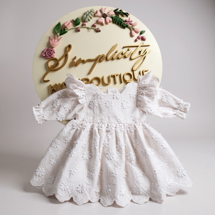 Rochie botez fetite alba floricele [1]