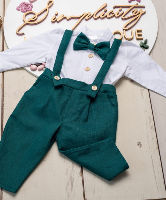 Set botez baieti Saian - Verde - 3 piese [3]