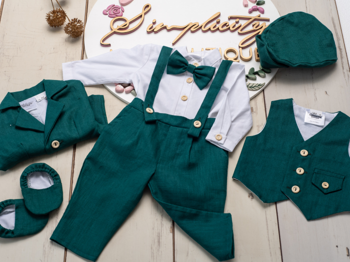 Set botez baieti Saian - Verde - 3 piese [2]