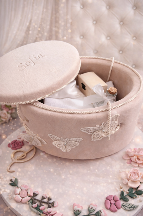 Trusou botez Beige fluturi [2]