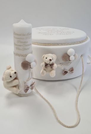 Cufere botez si lumanari - Cufar botez luxury  White Bear