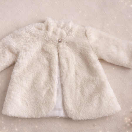 Colectia Toamna-Iarna 2025 - Palton fetite din blanita alba