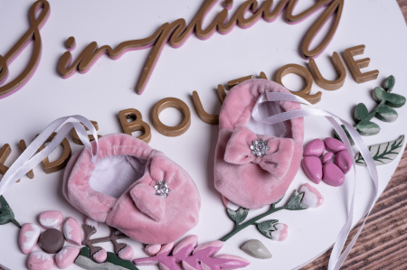 Bentite si incaltaminte - Papucei Bebelus Pink - catifea