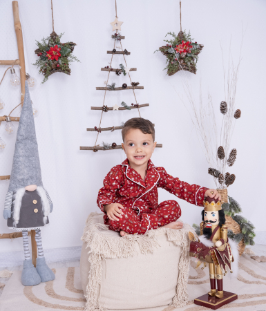 Pijama copii Reindeer burgundy [0]