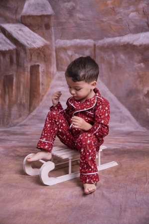 Pijama copii Reindeer burgundy [1]