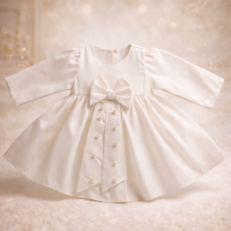 Rochii - Rochie botez fetite alba cu perle