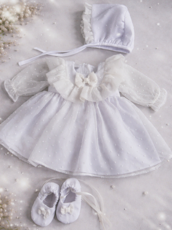 Rochii Botez Fetite - Rochie fetite botez voal alb