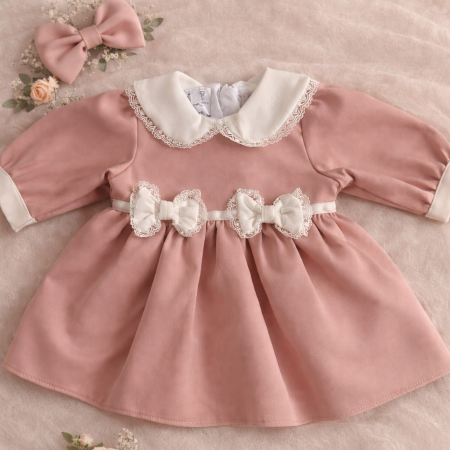 Rochii Botez Fetite - Rochie fetite botez roz Raisa