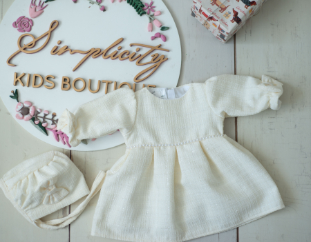 Rochii - Rochie fetite botez stofa Ivory