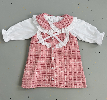 Rochii - Rochie fetite botez stofa Pink