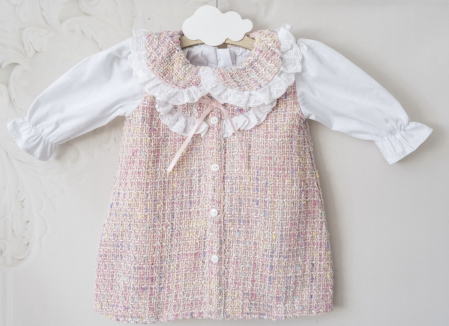 Rochie fetite botez stofa roz [1]