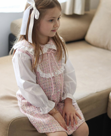 Rochie fetite botez stofa roz [2]