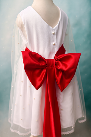 Rochii - Rochita fetite Rachel - alb - rosu 110