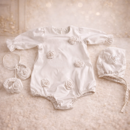 Body si camasi - Salopeta-Body trandafiri alb