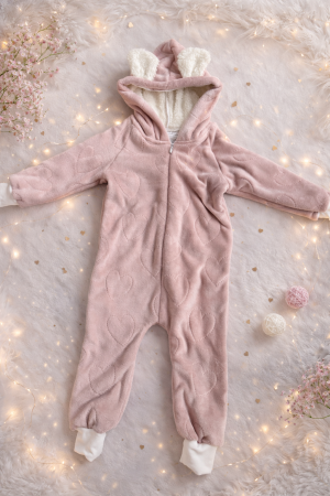 Salopete - Salopeta fetite din catifea cu blanita roz