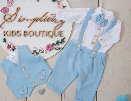 Botez Baietei - Set botez Aaron blue - 4 piese
