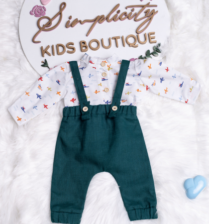 Set botez baietei Plain - Verde [3]