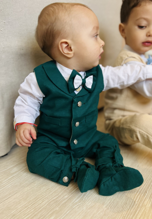 Botez Baietei - Set botez baieti Darius verde- 4 piese