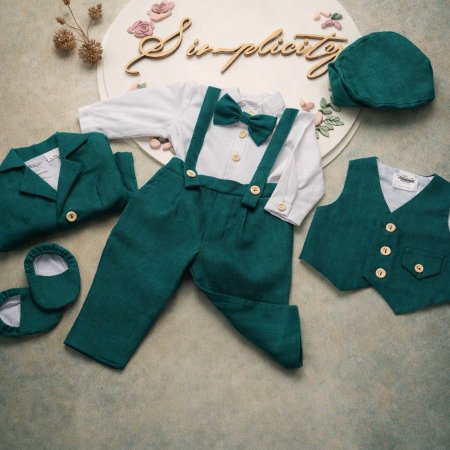 Set botez baieti Saian - Verde - 3 piese [1]