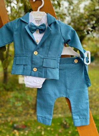 Costume - Set botez baieti albastru Clay  - 4 piese