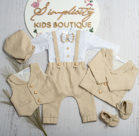 Botez Baietei - Set botez Angelo Beige - 3 piese