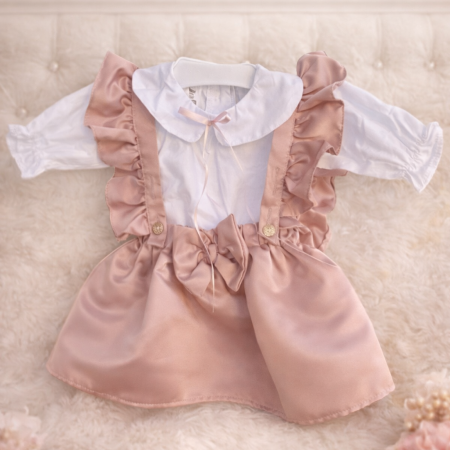 Rochii Botez Fetite - Set fustita roz si camasa  Antonia