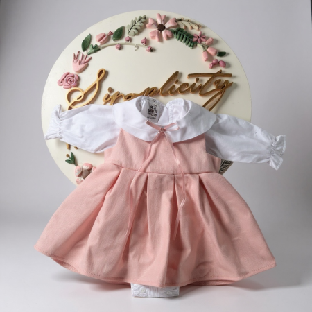 Rochii - Set pentru fetite Sarafan roz si camasa