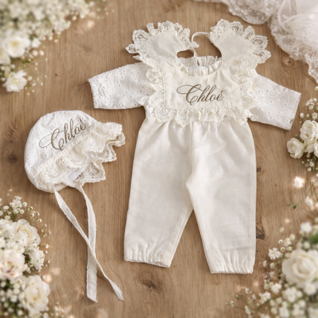 Salopete - Set personalizat bebelus salopeta+boneta