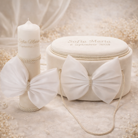 Trusouri botez fetite - Trusou botez premium alb cu funda mare